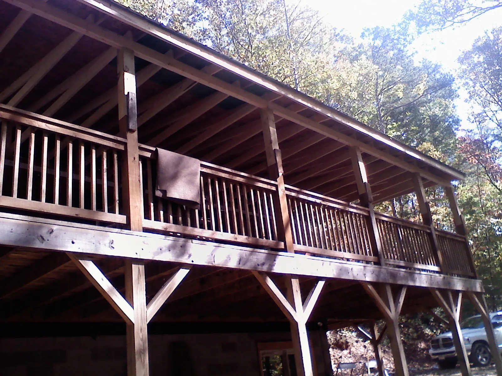 Timber framing under a new elevated porch and deck in Avery Island